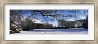 Snow covered village, Crakehall, North Yorkshire, England Fine Art Print