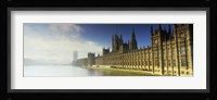 Government building at the waterfront, Houses Of Parliament, Thames River, London, England Fine Art Print