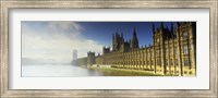 Government building at the waterfront, Houses Of Parliament, Thames River, London, England Fine Art Print