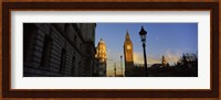 Government building with a clock tower, Big Ben, Houses Of Parliament, City Of Westminster, London, England Fine Art Print