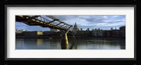 Bridge across a river with a cathedral, London Millennium Footbridge, St. Paul's Cathedral, Thames River, London, England Fine Art Print