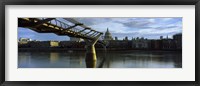 Bridge across a river with a cathedral, London Millennium Footbridge, St. Paul's Cathedral, Thames River, London, England Fine Art Print