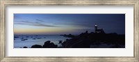 Lighthouse on the coast, Pontusval Lighthouse, Brignogan-Plage, Finistere, Brittany, France Fine Art Print