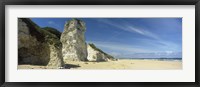 Rock formations on the beach, White Rock Bay, Portrush, County Antrim, Northern Ireland Fine Art Print