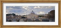 Arch bridge across Tiber River with St. Peter's Basilica in the background, Rome, Lazio, Italy Fine Art Print