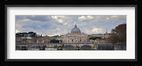 Arch bridge across Tiber River with St. Peter's Basilica in the background, Rome, Lazio, Italy Fine Art Print