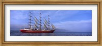 Tall red ship in Baie De Douarnenez, Brittany, France Fine Art Print