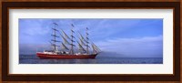 Tall red ship in Baie De Douarnenez, Brittany, France Fine Art Print