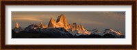 Mountains at sunset, Mt Fitzroy, Cerro Torre, Argentine Glaciers National Park, Argentina Fine Art Print