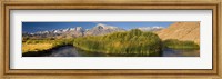 Owens River flowing in front of mountains, Californian Sierra Nevada, Bishop, California, USA Fine Art Print