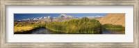 Owens River flowing in front of mountains, Californian Sierra Nevada, Bishop, California, USA Fine Art Print