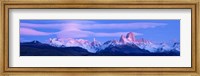 Lenticular clouds and pre-dawn light over mountains, Mt Fitzroy, Cerro Torre, Argentine Glaciers National Park, Argentina Fine Art Print