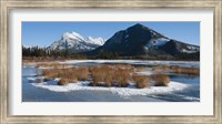 Salt lake with mountain range in the background, Mt Rundle, Vermillion Lake, Banff National Park, Alberta, Canada Fine Art Print