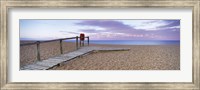 Boardwalk on the beach at dawn, Chesil Beach, Jurassic Coast, Dorset, England Fine Art Print