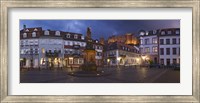 Castle in town square at dusk, Kornmarkt, Baden-Wurttemberg, Germany Fine Art Print