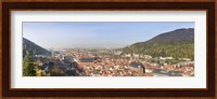 High angle view of a city at the riverside, Neckar River, Heidelberg, Baden-Wurttemberg, Germany Fine Art Print