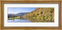 River flowing in a valley in autumn, Neckar River, Neckargemund, Baden-Wurttemberg, Germany Fine Art Print