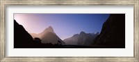 Mountain range at water's edge, Milford Sound, Fiordland National Park, South Island, New Zealand Fine Art Print