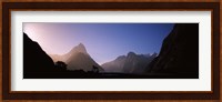 Mountain range at water's edge, Milford Sound, Fiordland National Park, South Island, New Zealand Fine Art Print