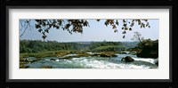 Looking over the top of the Victoria Falls towards the Victoria Falls bridge, Zambia Fine Art Print