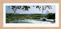 Looking over the top of the Victoria Falls towards the Victoria Falls bridge, Zambia Fine Art Print