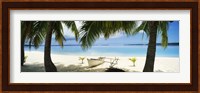 Outrigger boat on the beach, Aitutaki, Cook Islands Fine Art Print