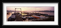Boats in a lake at sunset, Lake Champlain, Vermont, USA Fine Art Print