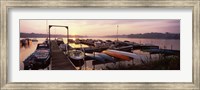 Boats in a lake at sunset, Lake Champlain, Vermont, USA Fine Art Print