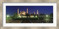 Mosque lit up at night, Blue Mosque, Istanbul, Turkey Fine Art Print
