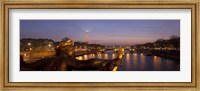 Pont Alexandre III bridge with statue lit up at dusk, Seine River, Paris, Ile-De-France, France Fine Art Print