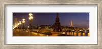 Bridge across the river lit up at dusk, Pont Alexandre III, Seine River, Paris, Ile-De-France, France Fine Art Print