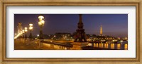 Bridge across the river lit up at dusk, Pont Alexandre III, Seine River, Paris, Ile-De-France, France Fine Art Print