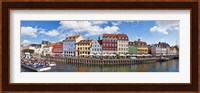 Tourists in a tourboat with buildings along a canal, Nyhavn, Copenhagen, Denmark Fine Art Print