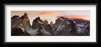 Snowcapped mountain range, Paine Massif, Torres del Paine National Park, Magallanes Region, Patagonia, Chile Fine Art Print