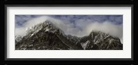Clouds over Snowcapped mountain range, Paine Massif, Torres del Paine National Park, Magallanes Region, Patagonia, Chile Fine Art Print