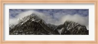 Clouds over Snowcapped mountain range, Paine Massif, Torres del Paine National Park, Magallanes Region, Patagonia, Chile Fine Art Print