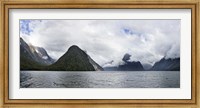 Rock formations in the Pacific Ocean, Milford Sound, Fiordland National Park, South Island, New Zealand Fine Art Print