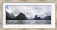 Rock formations in the Pacific Ocean, Milford Sound, Fiordland National Park, South Island, New Zealand Fine Art Print