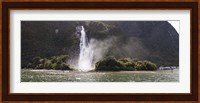 Water falling from rocks, Milford Sound, Fiordland National Park, South Island, New Zealand Fine Art Print