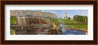 Grand Cascade fountain in front of the Peterhof Grand Palace, Petrodvorets, St. Petersburg, Russia Fine Art Print