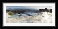 Hot springs and Travertine Pool with Cloudy Sky, Pamukkale, Turkey Fine Art Print