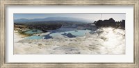 Hot springs and Travertine Pool with Cloudy Sky, Pamukkale, Turkey Fine Art Print