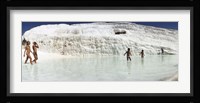 Children enjoying in the hot springs and travertine pool, Pamukkale, Denizli Province, Turkey Fine Art Print
