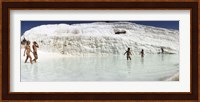 Children enjoying in the hot springs and travertine pool, Pamukkale, Denizli Province, Turkey Fine Art Print