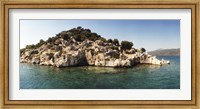 Rocky island in the Mediterranean sea, Sunken City, Kekova, Antalya Province, Turkey Fine Art Print