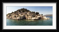 Rocky island in the Mediterranean sea, Sunken City, Kekova, Antalya Province, Turkey Fine Art Print