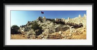 Byzantine castle of Kalekoy with a Turkish national flag, Antalya Province, Turkey Fine Art Print