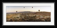 Hot air balloons in flight over Cappadocia, Central Anatolia Region, Turkey Fine Art Print