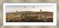 Hot air balloons in flight over Cappadocia, Central Anatolia Region, Turkey Fine Art Print