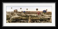 Mulit colored hot air balloons at sunrise over Cappadocia, Central Anatolia Region, Turkey Fine Art Print